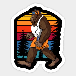 Retro Bigfoot in Forest Sticker